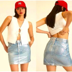 PILCRO COATED DENIM MINI SKIRT 12